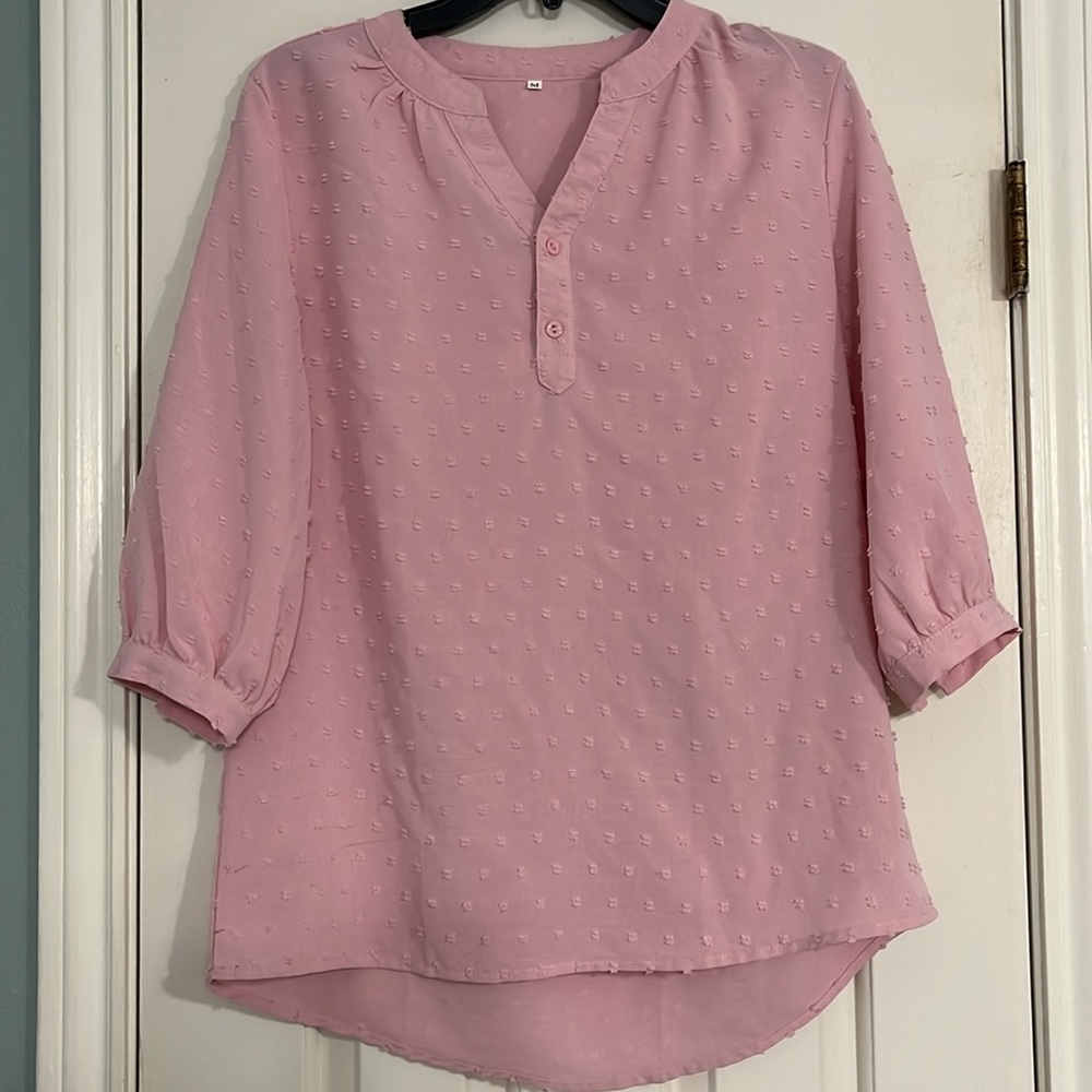 Pink textured dot blouse